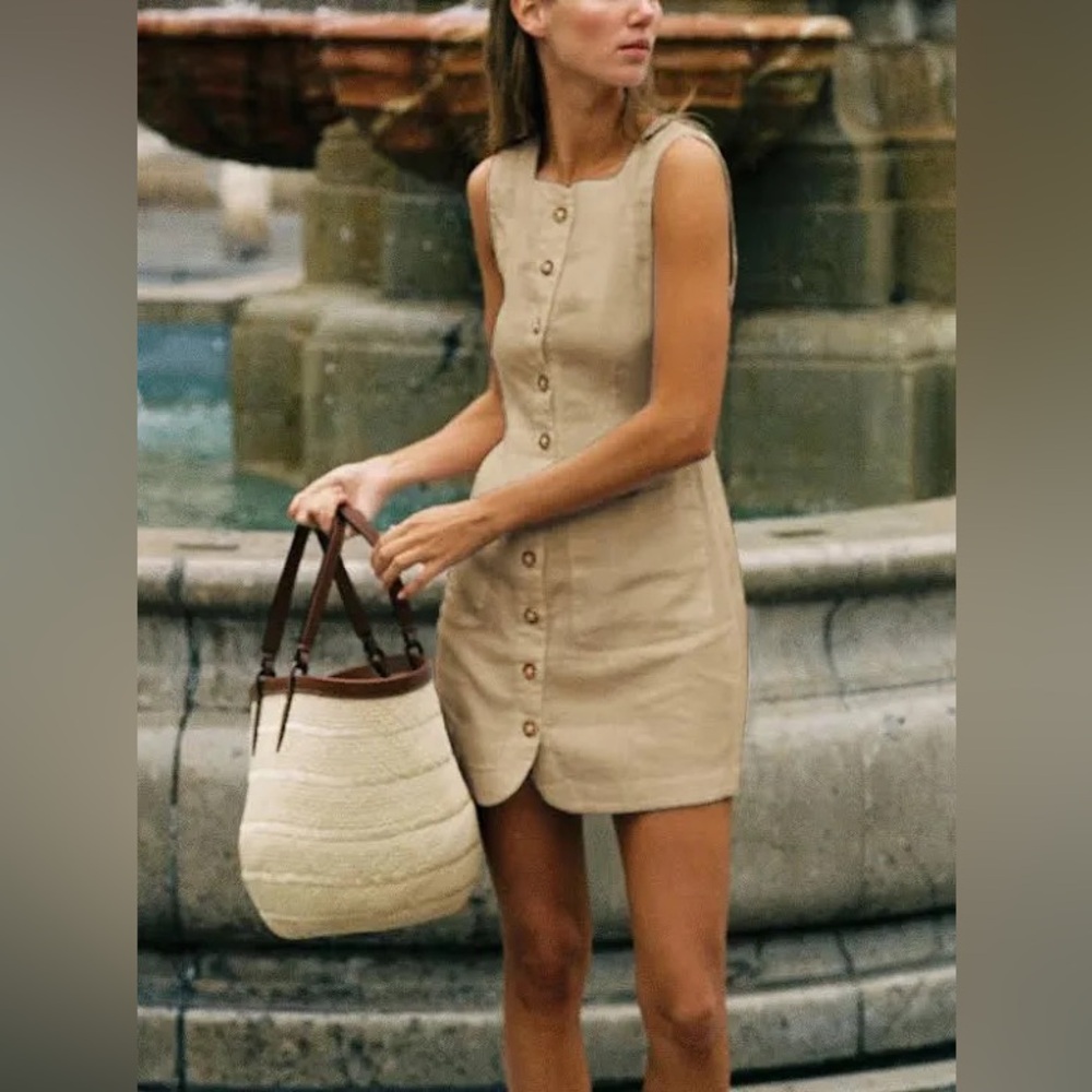 NWT Khaki Button Down Mini Dress